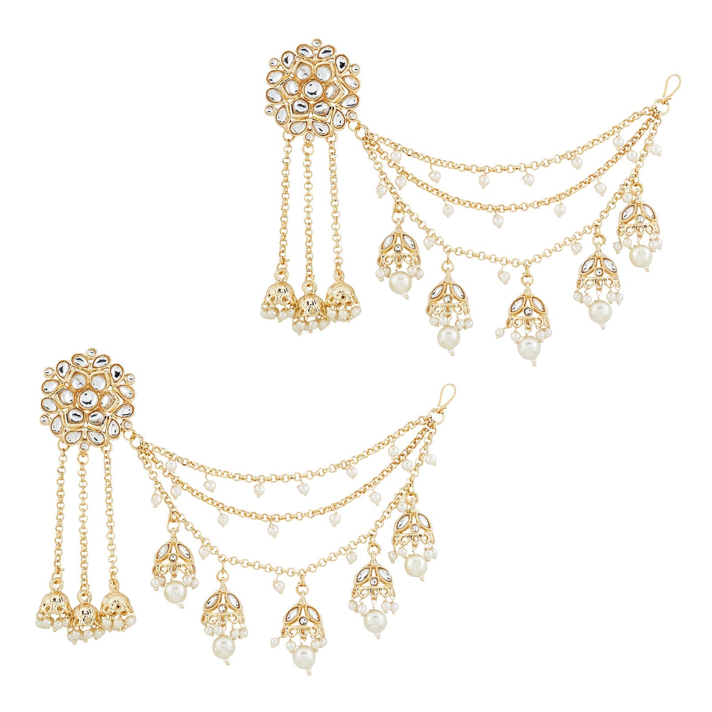 Teejh Gulabini Gold Polki Kanchain Earrings