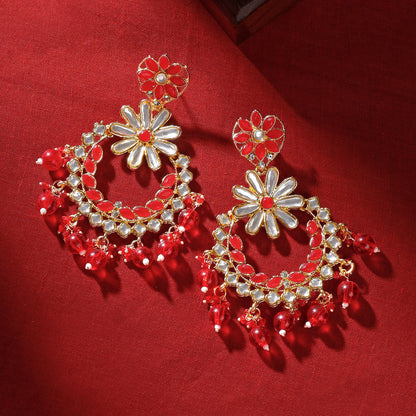 Teejh Morena Red Gold Chandbali Earrings
