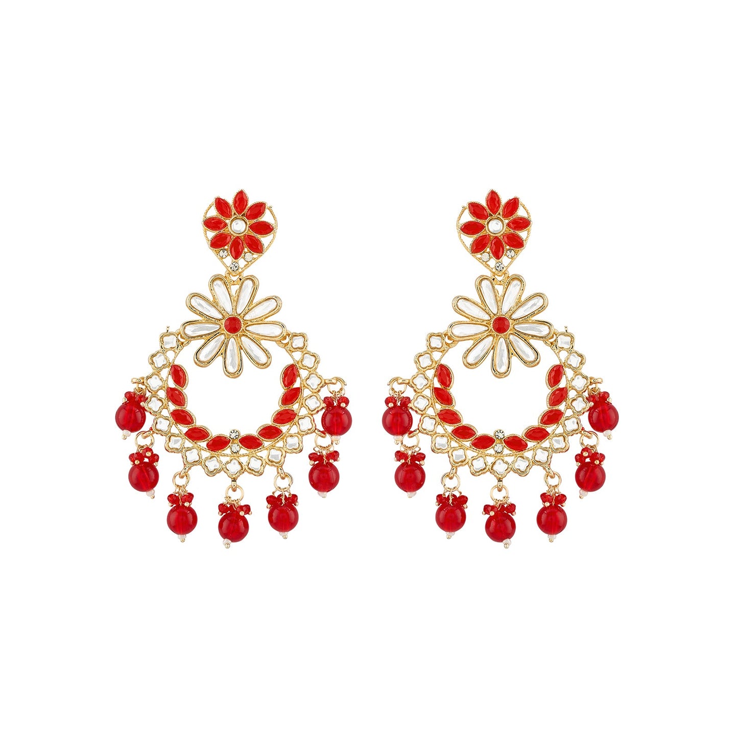 Teejh Morena Red Gold Chandbali Earrings