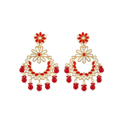 Teejh Morena Red Gold Chandbali Earrings