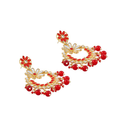 Teejh Morena Red Gold Chandbali Earrings