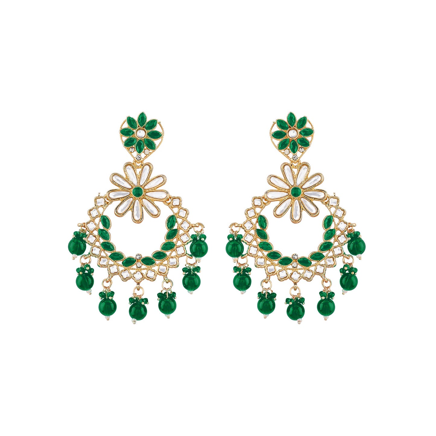 Teejh Morena Green Gold Chandbali Earrings