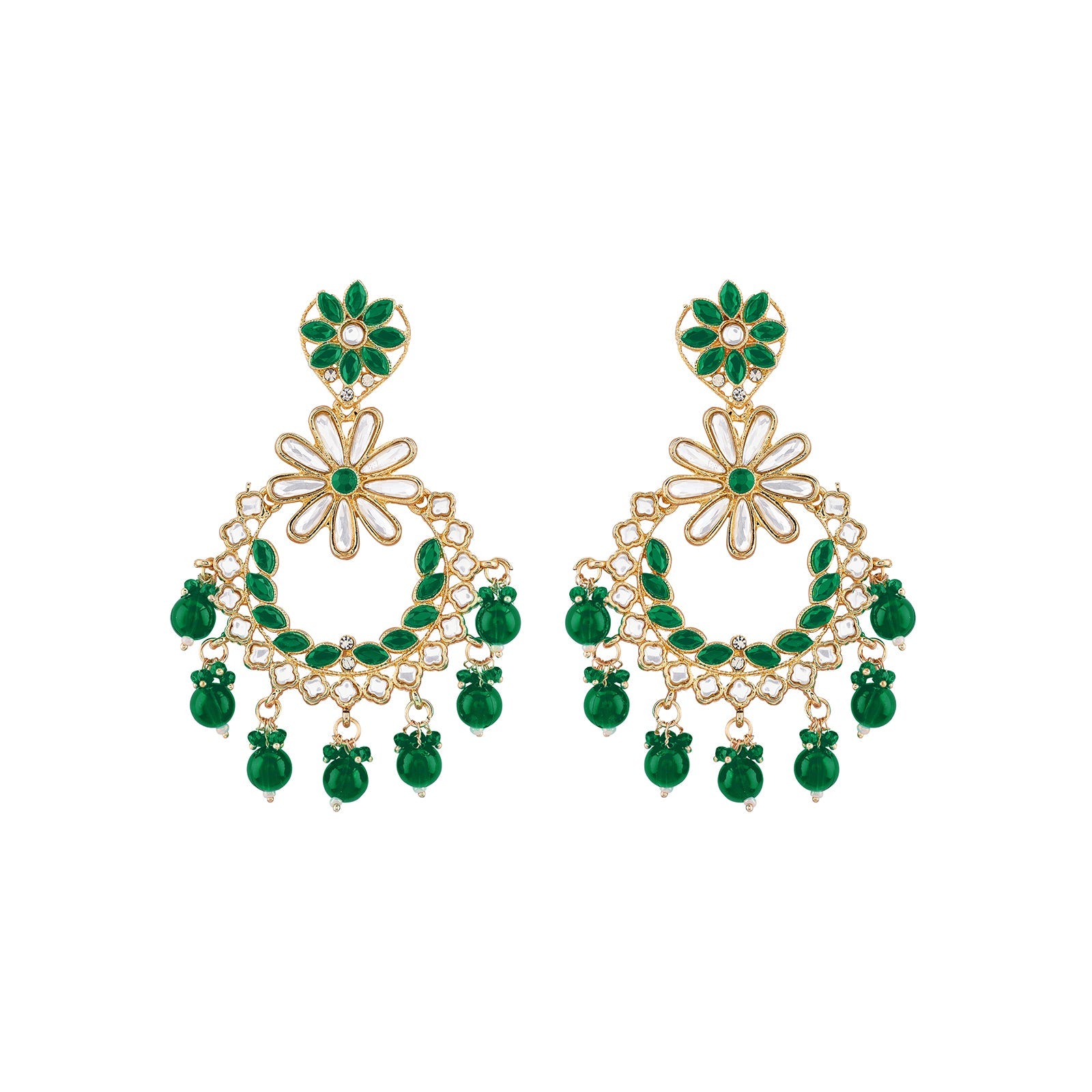 Teejh Morena Green Gold Chandbali Earrings