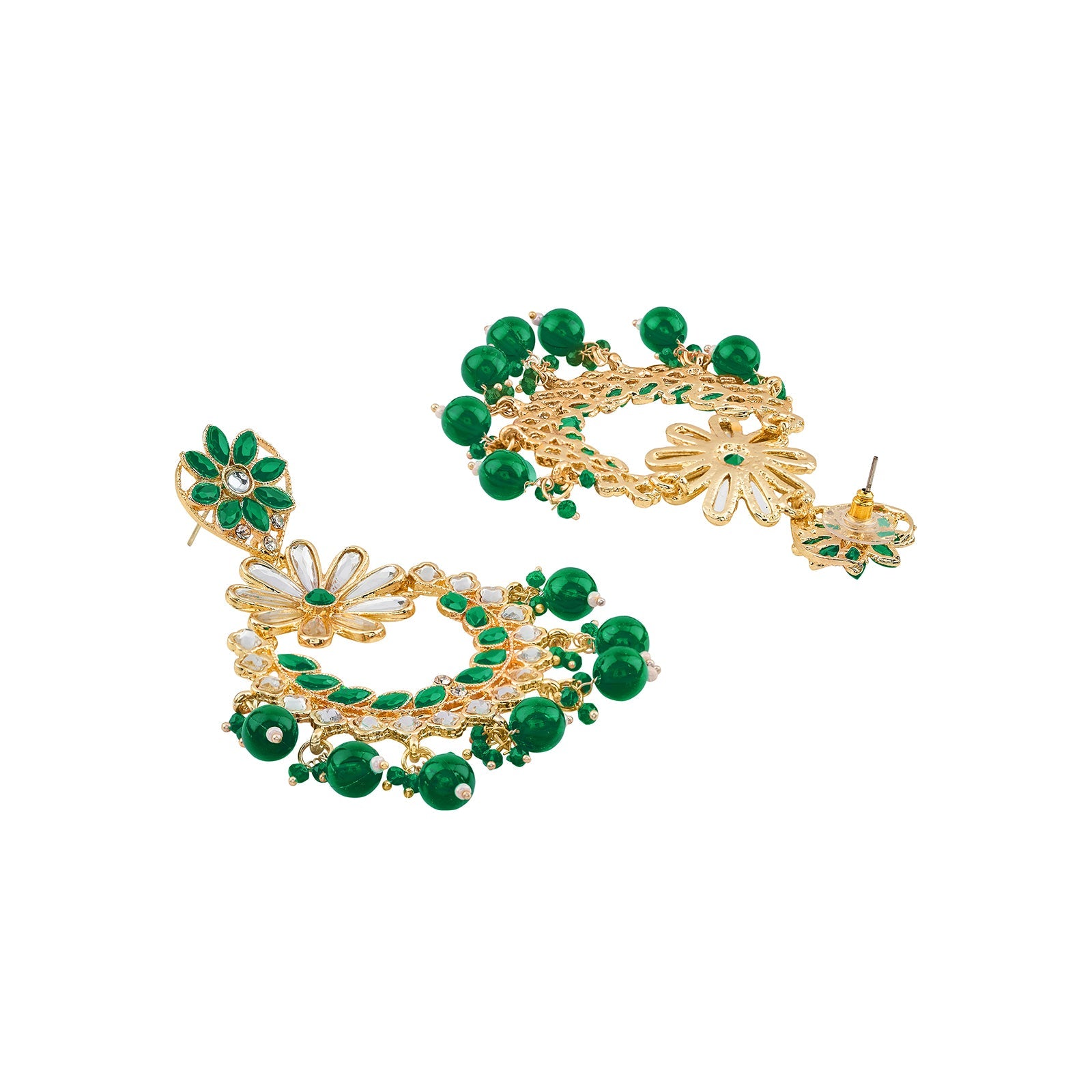 Teejh Morena Green Gold Chandbali Earrings