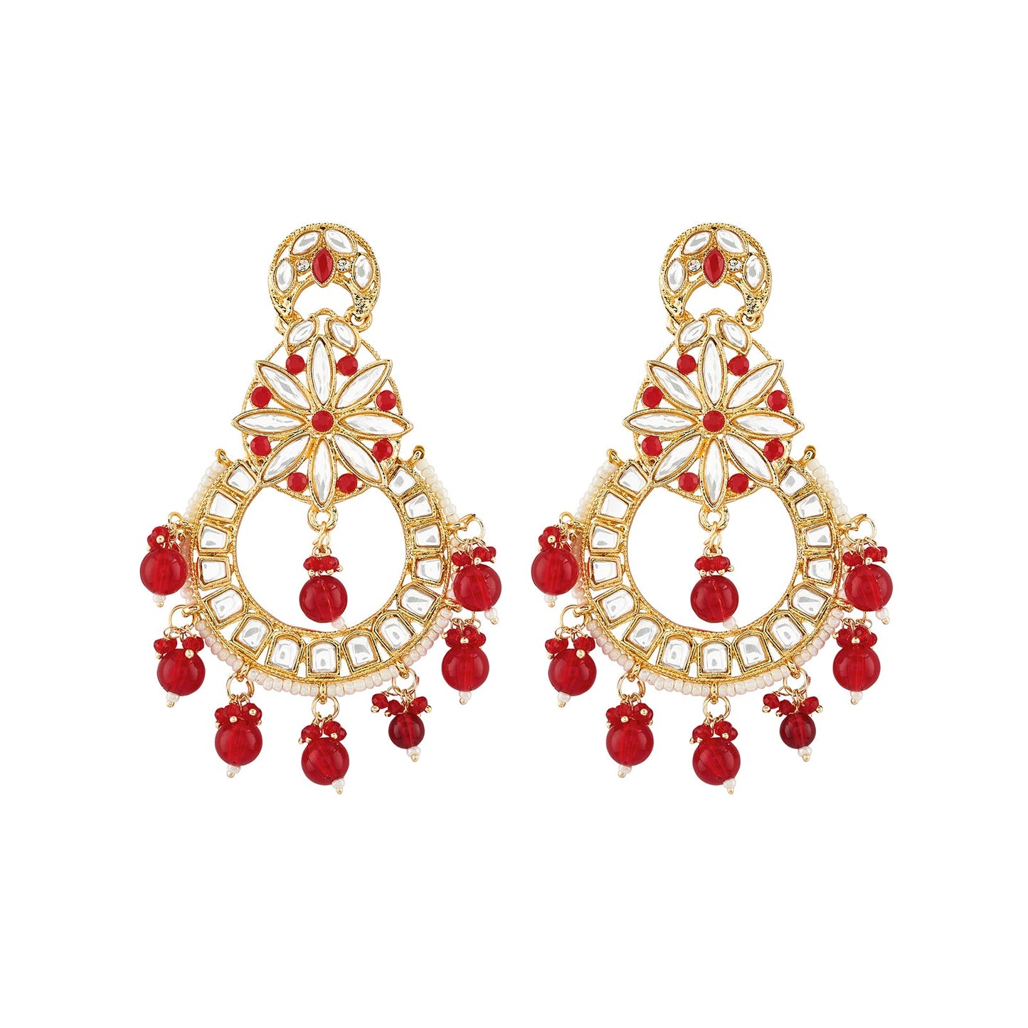 Teejh Zuri Red Gold Chandbali Earrings