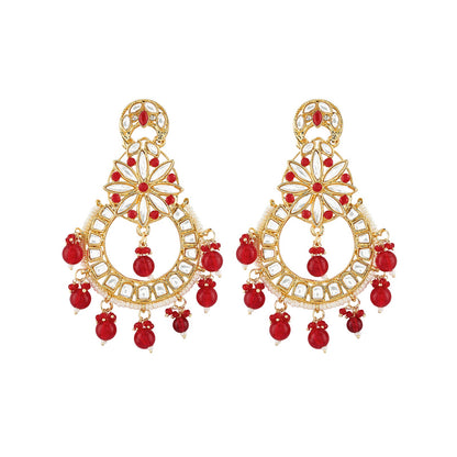 Teejh Zuri Red Gold Chandbali Earrings