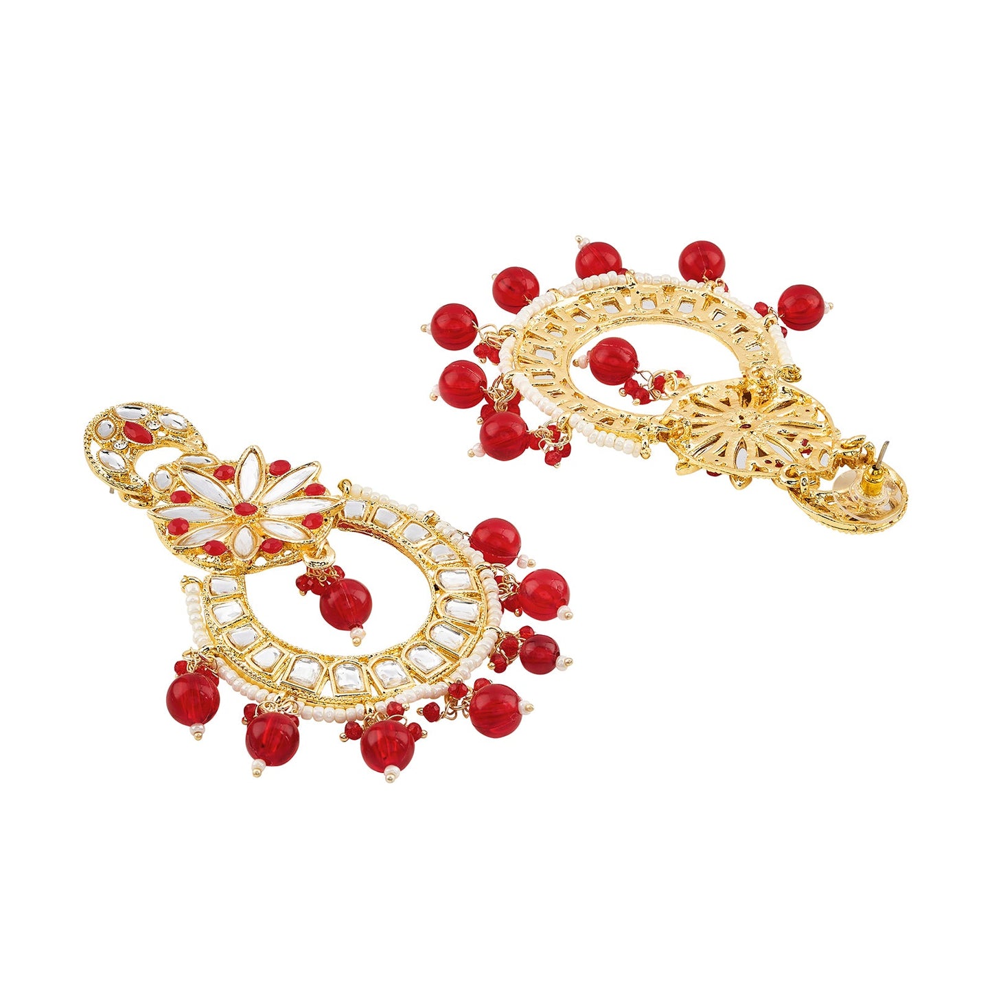 Teejh Zuri Red Gold Chandbali Earrings