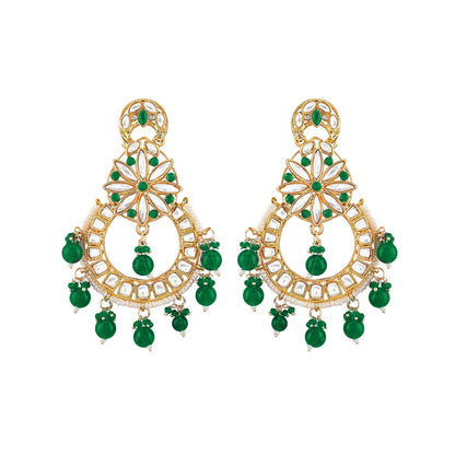 Teejh Zuri Green Gold Chandbali Earrings