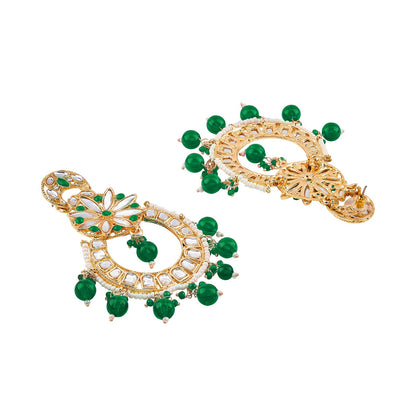 Teejh Zuri Green Gold Chandbali Earrings