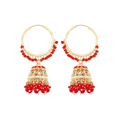 Teejh Raha Red Gold Jhumki Earrings