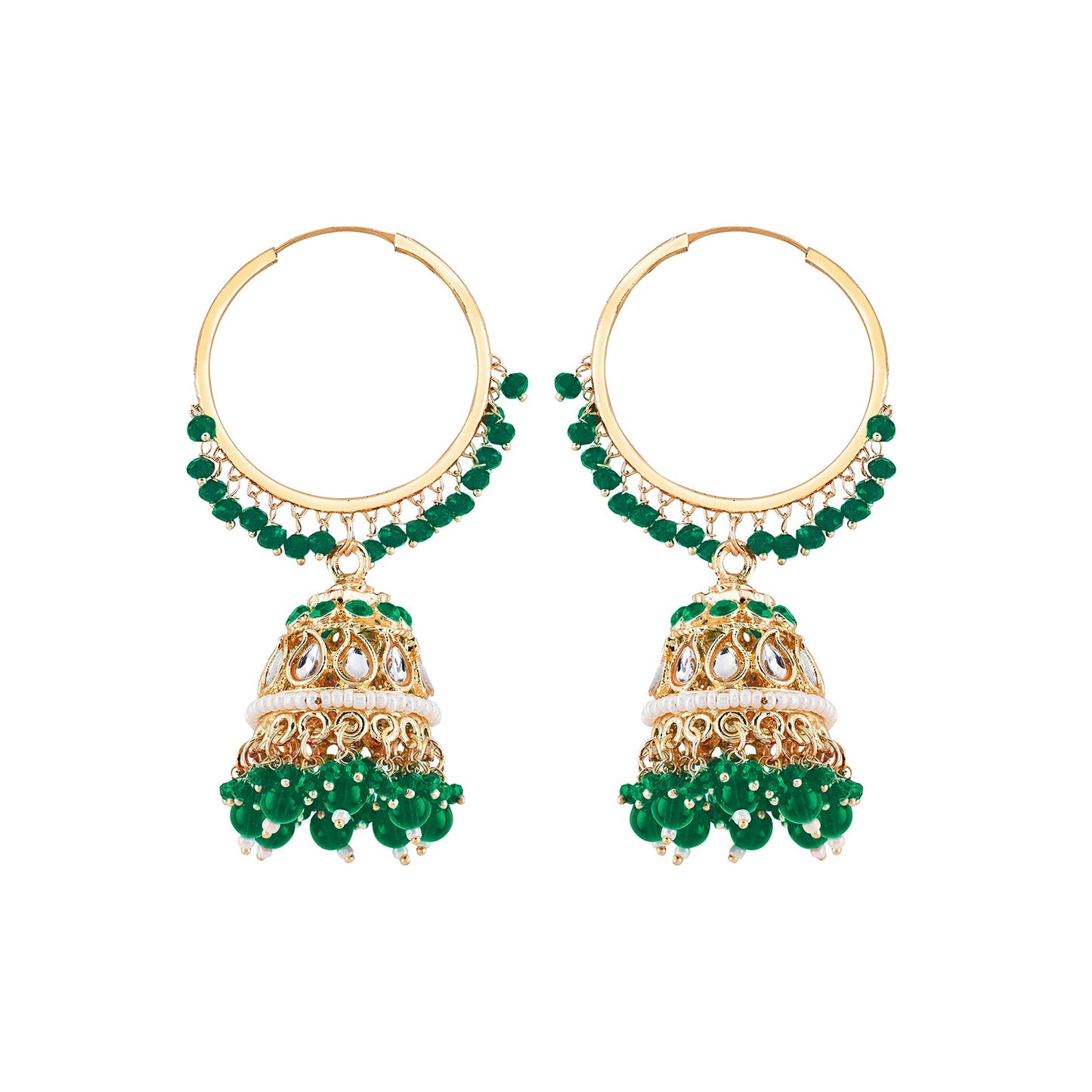 Teejh Raha Green Gold Jhumki Earrings