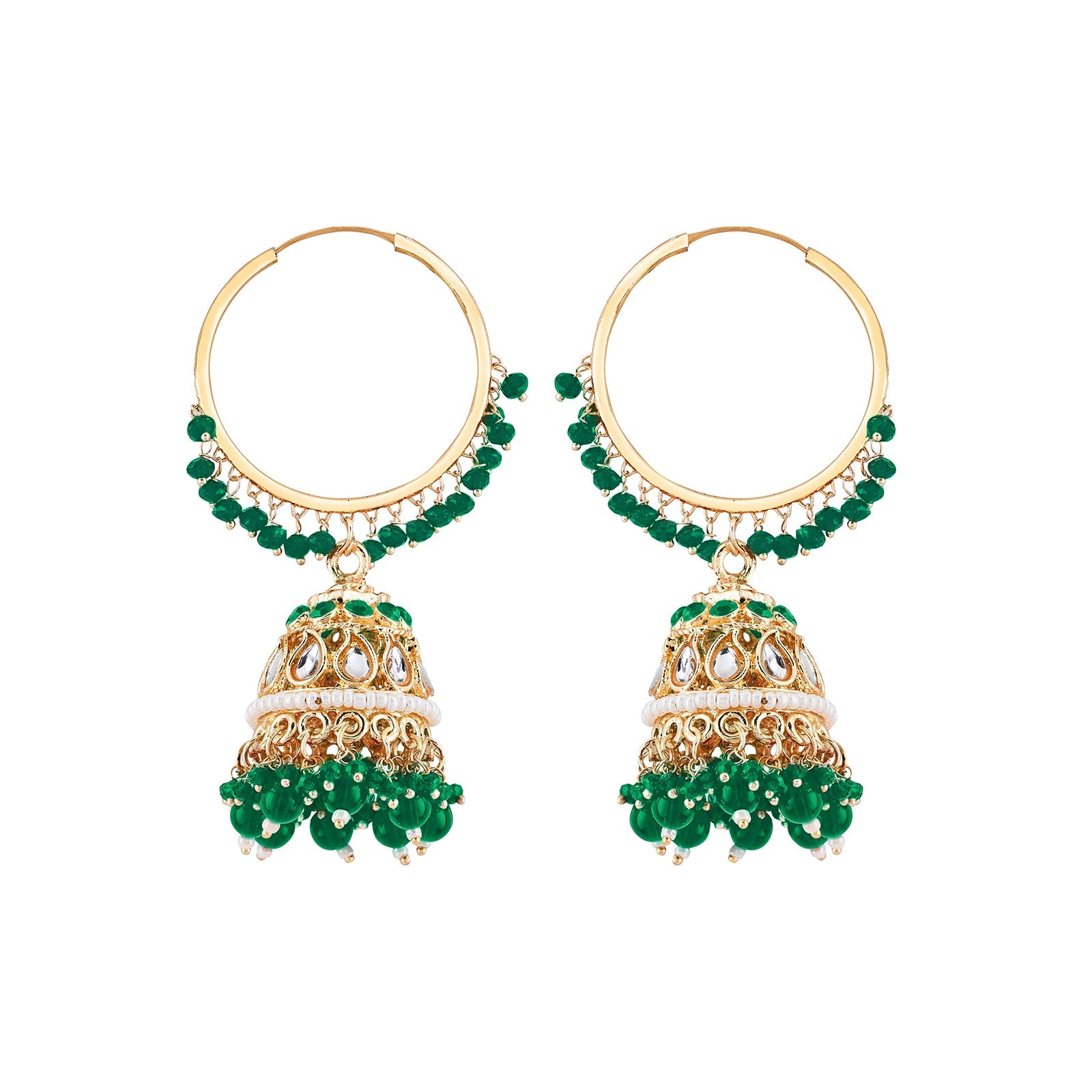 Teejh Raha Green Gold Jhumki Earrings
