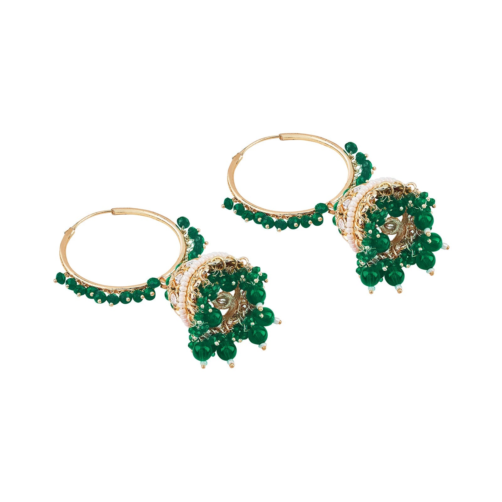 Teejh Raha Green Gold Jhumki Earrings