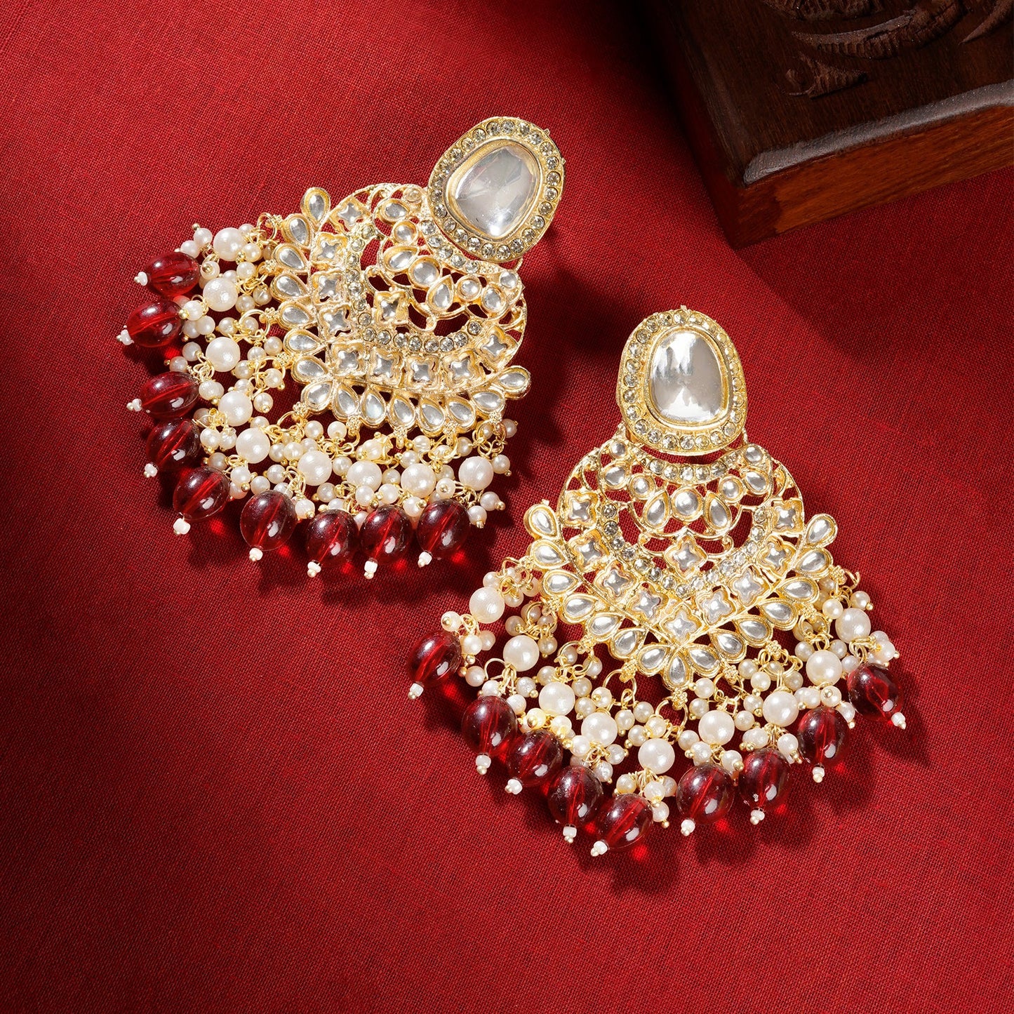 Teejh Aviva Maroon and Gold Earrings