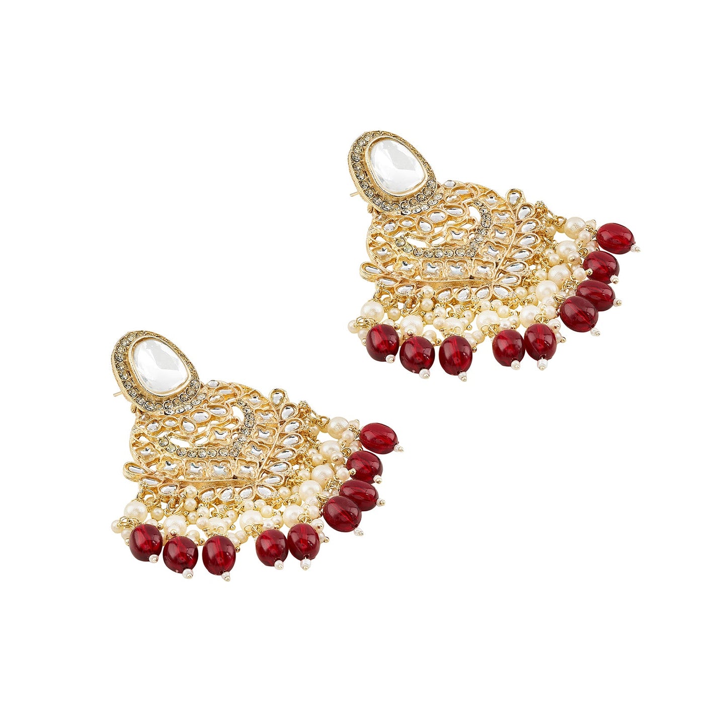 Teejh Aviva Maroon and Gold Earrings
