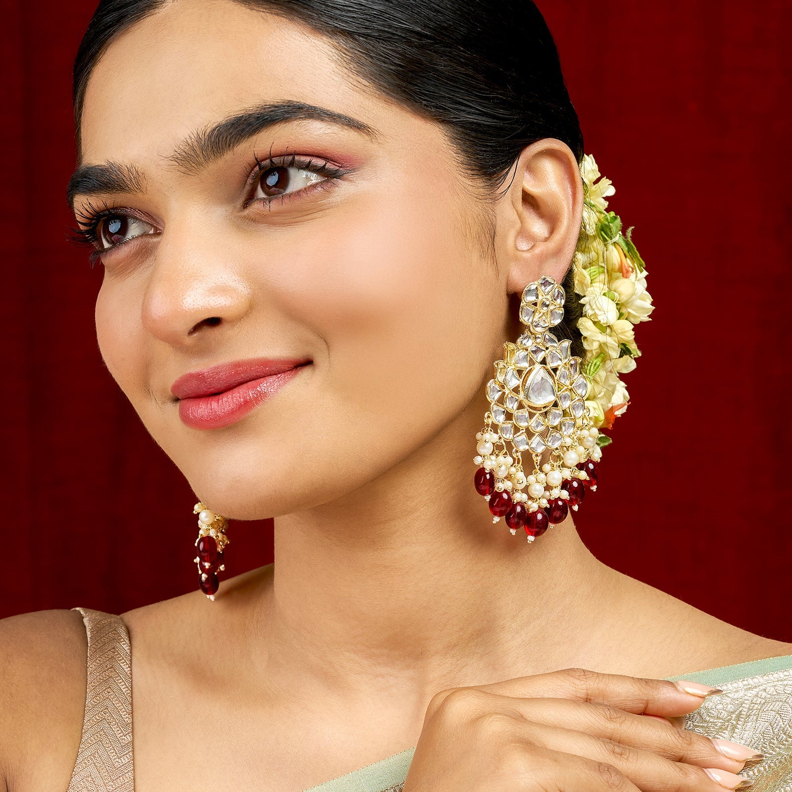 Teejh Pavia Maroon and Gold Earrings