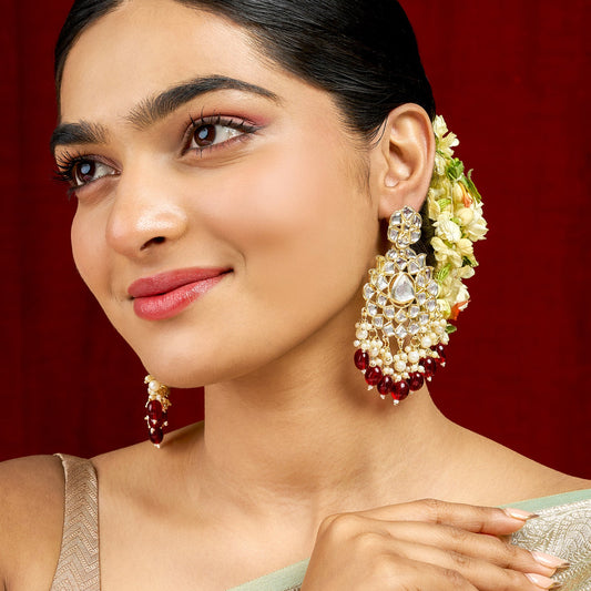 Teejh Pavia Maroon and Gold Earrings