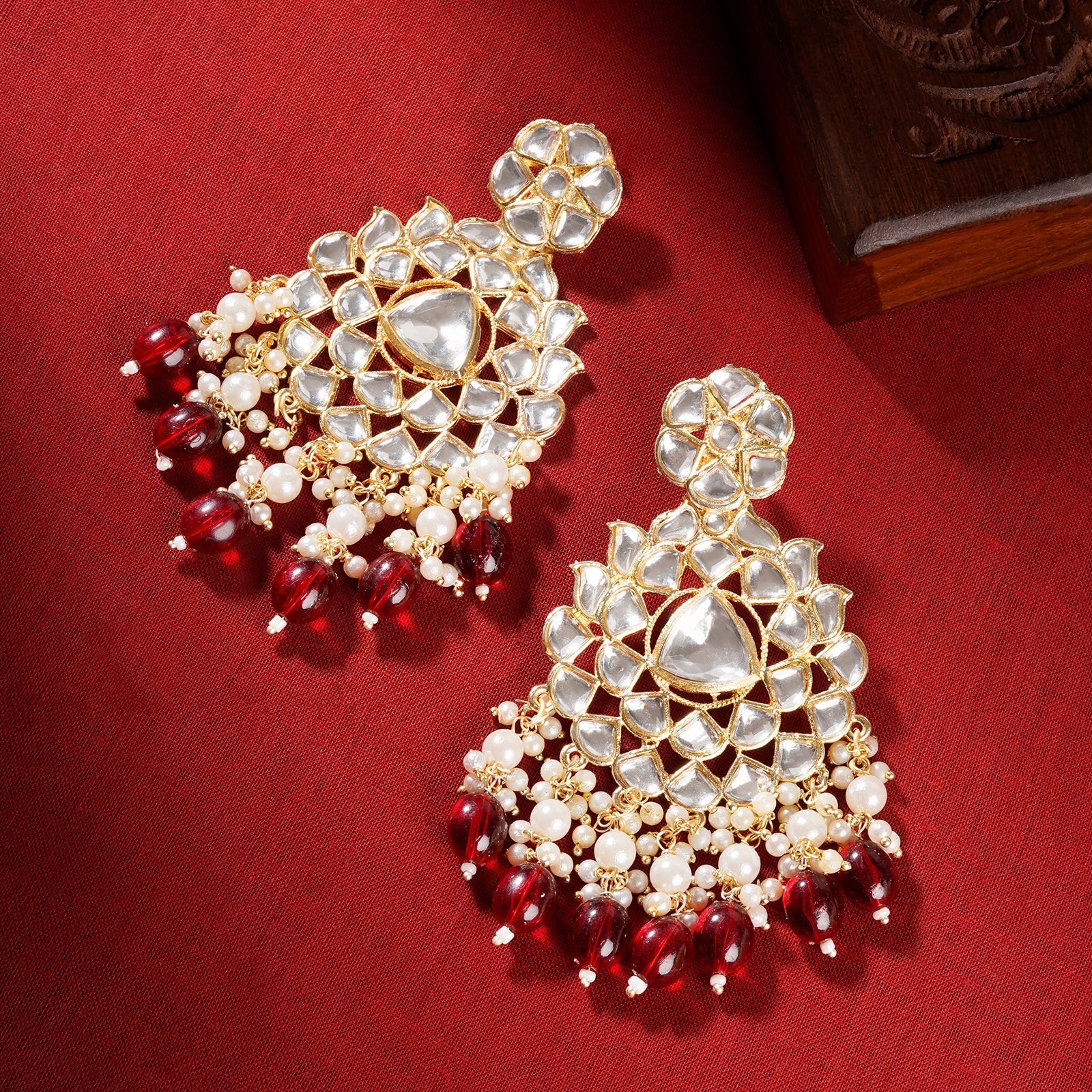 Teejh Pavia Maroon and Gold Earrings