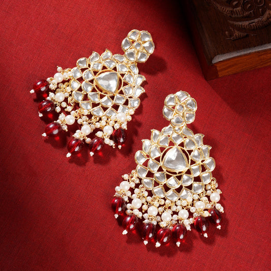 Teejh Pavia Maroon and Gold Earrings