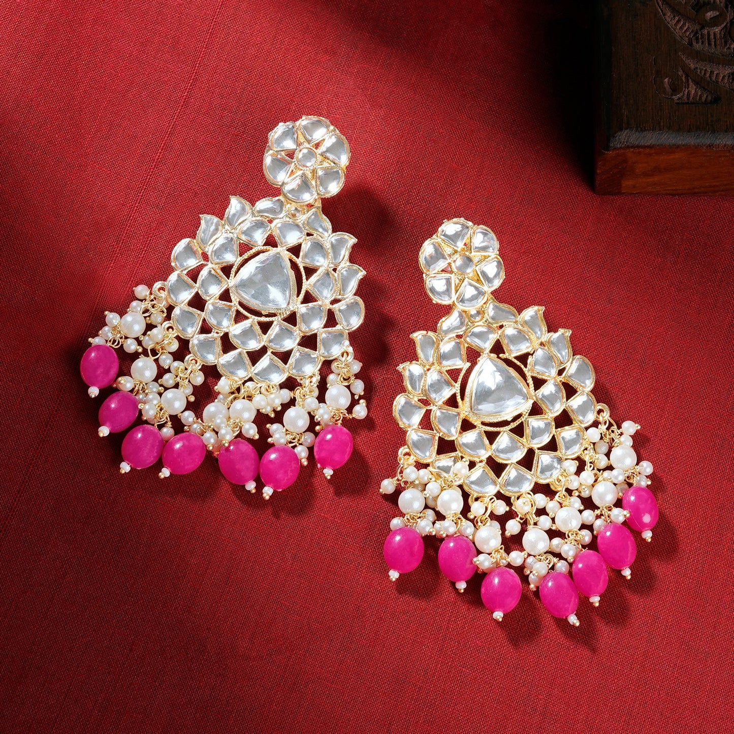 Teejh Pavia Fushia Pink Gold Earrings