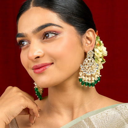 Teejh Rosa Green Gold chandbali Earrings