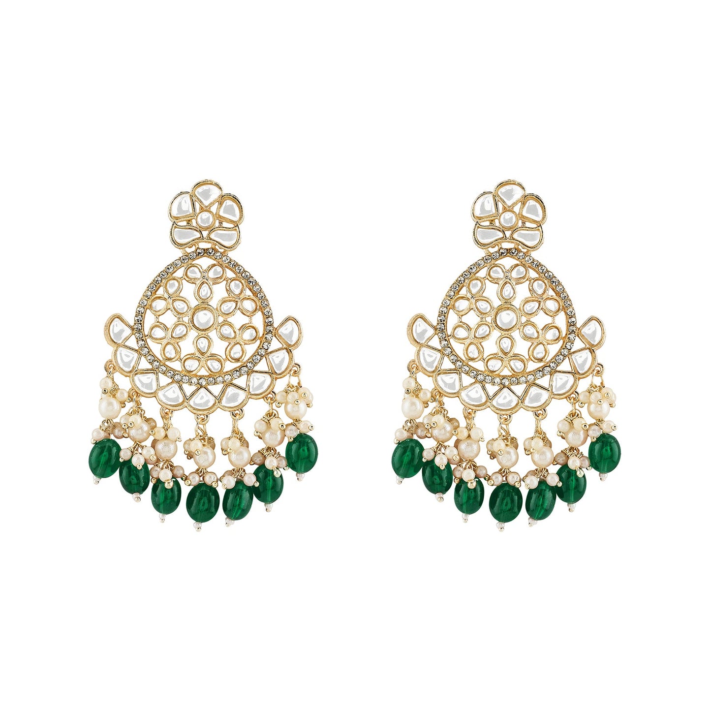 Teejh Rosa Green Gold chandbali Earrings