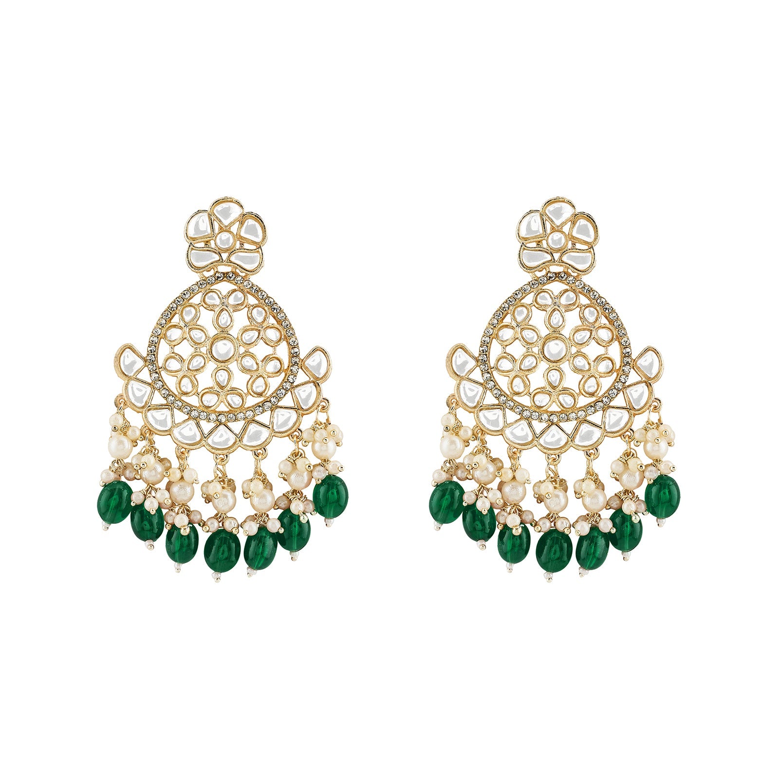 Teejh Rosa Green Gold chandbali Earrings