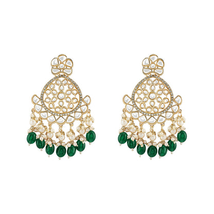 Teejh Rosa Green Gold chandbali Earrings