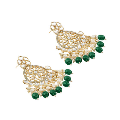 Teejh Rosa Green Gold chandbali Earrings