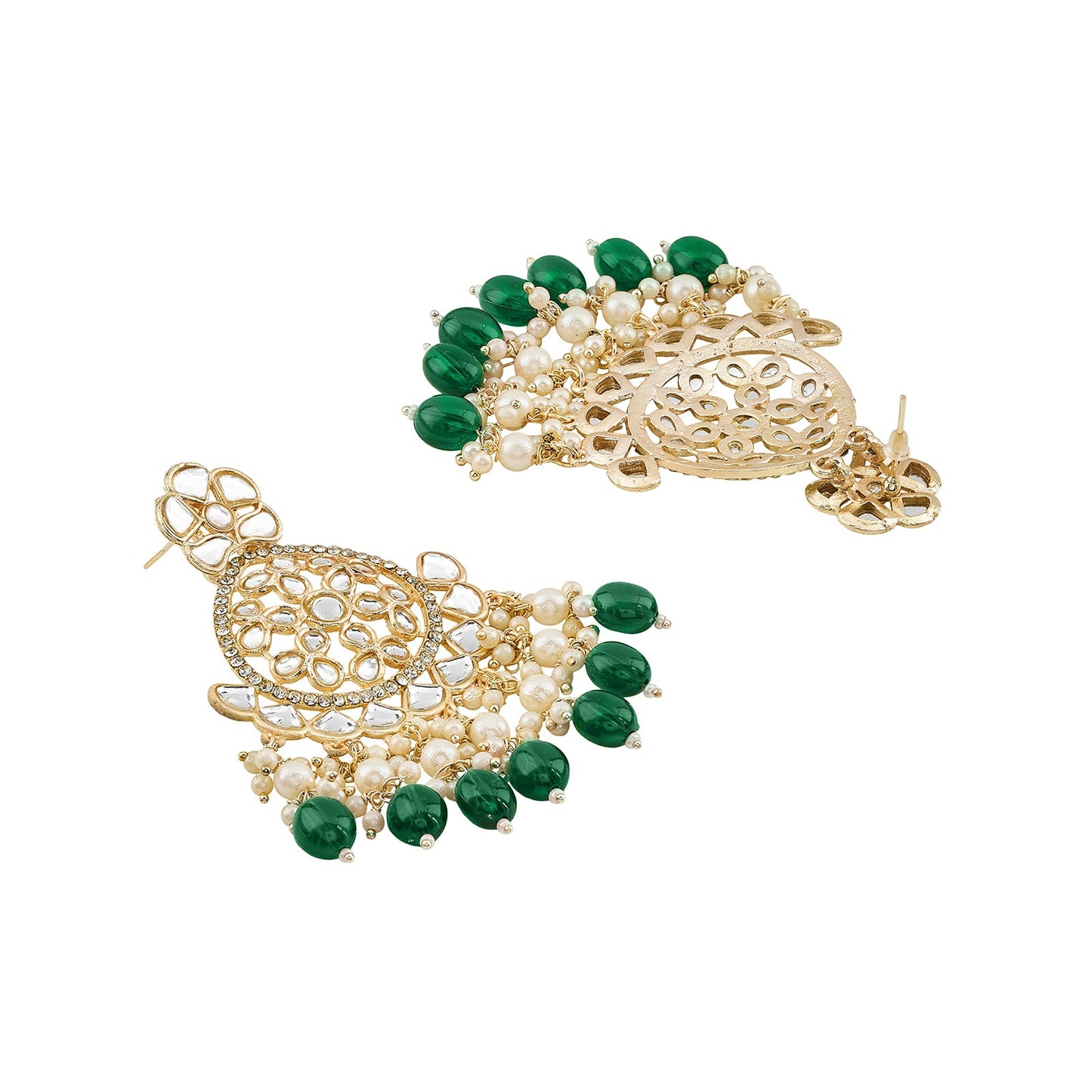 Teejh Rosa Green Gold chandbali Earrings