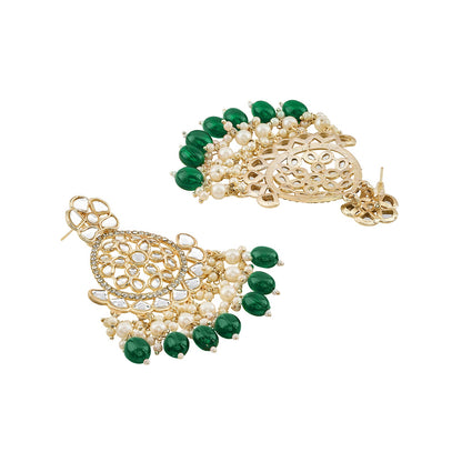 Teejh Rosa Green Gold chandbali Earrings