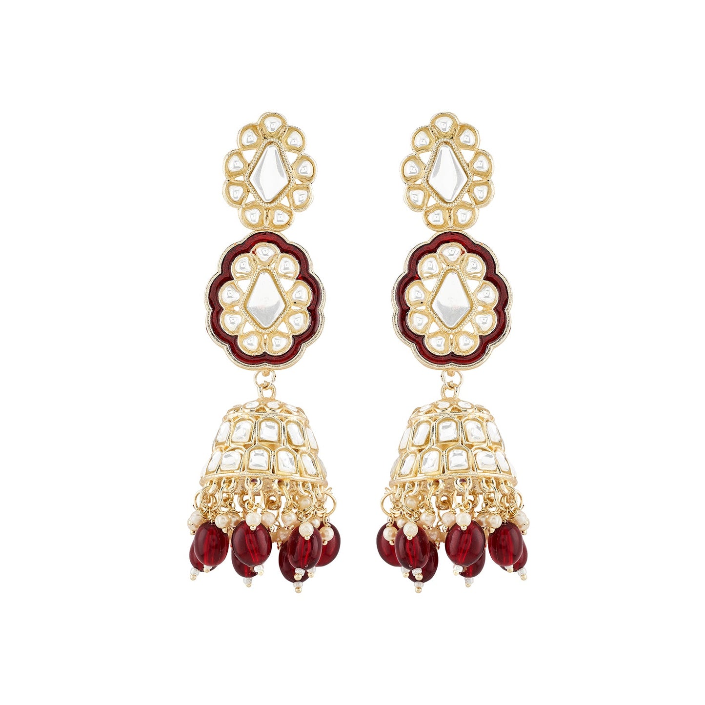 Teejh Seher Maroon Gold Earrings