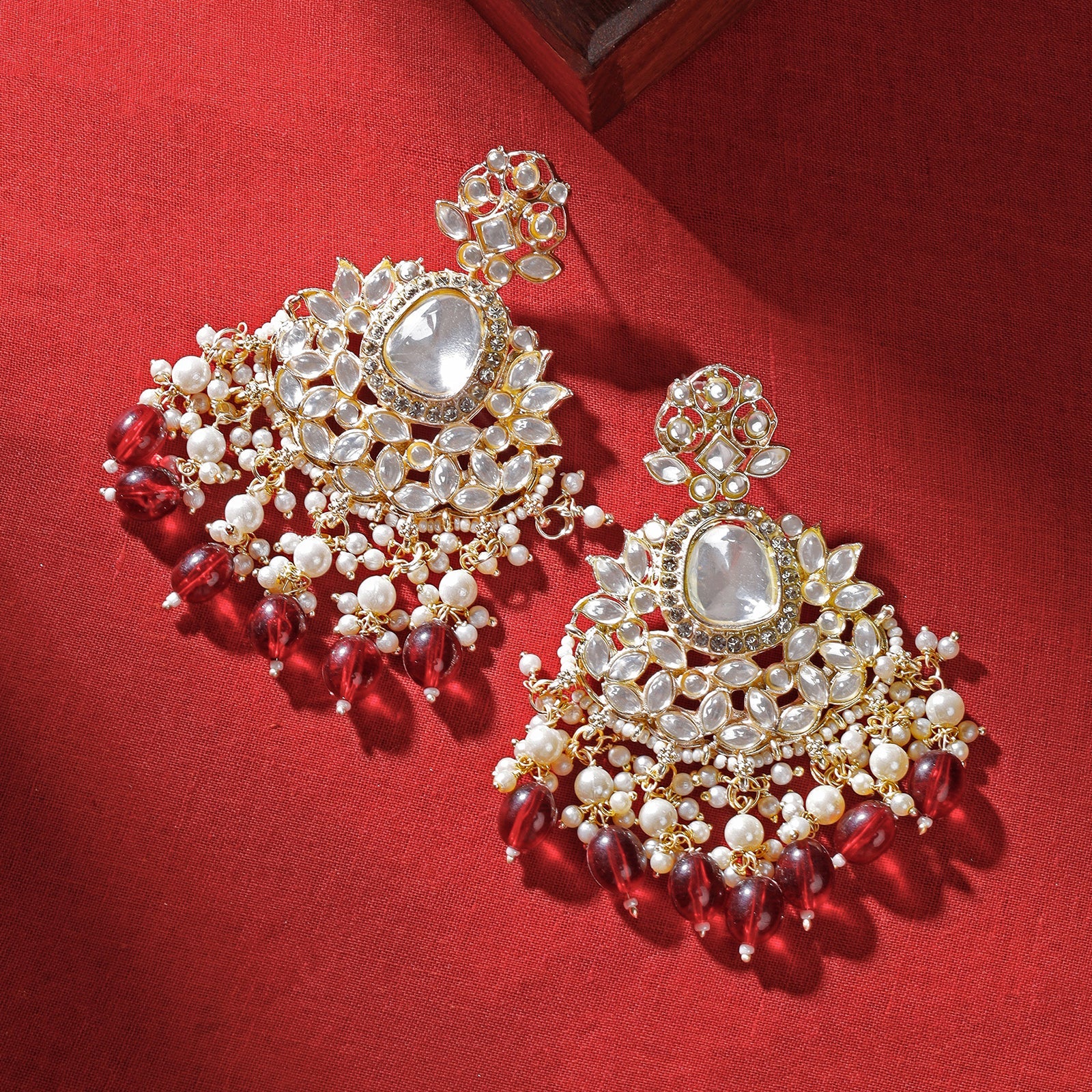Teejh Sarai Maroon Gold Earrings