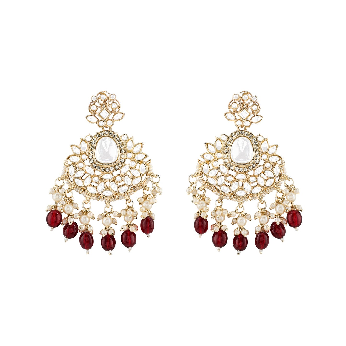 Teejh Sarai Maroon Gold Earrings