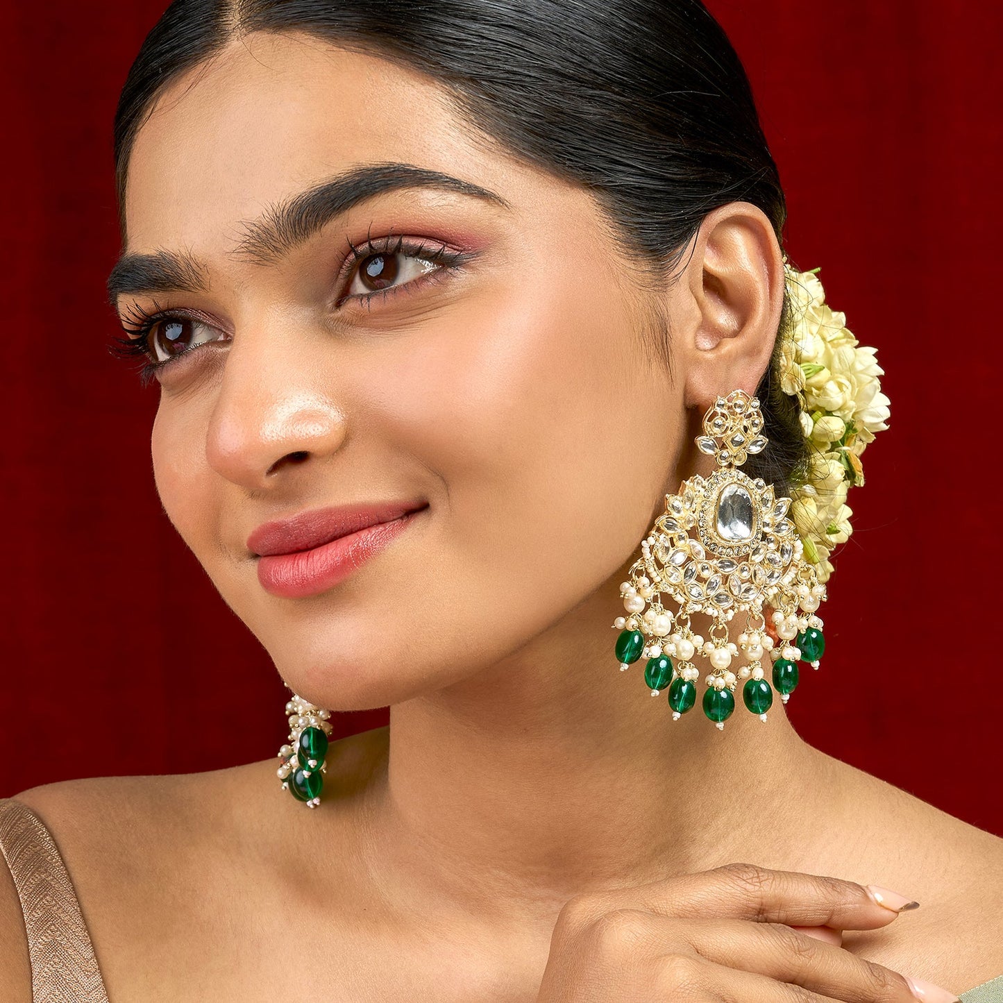 Teejh Sarai Green Gold Earrings