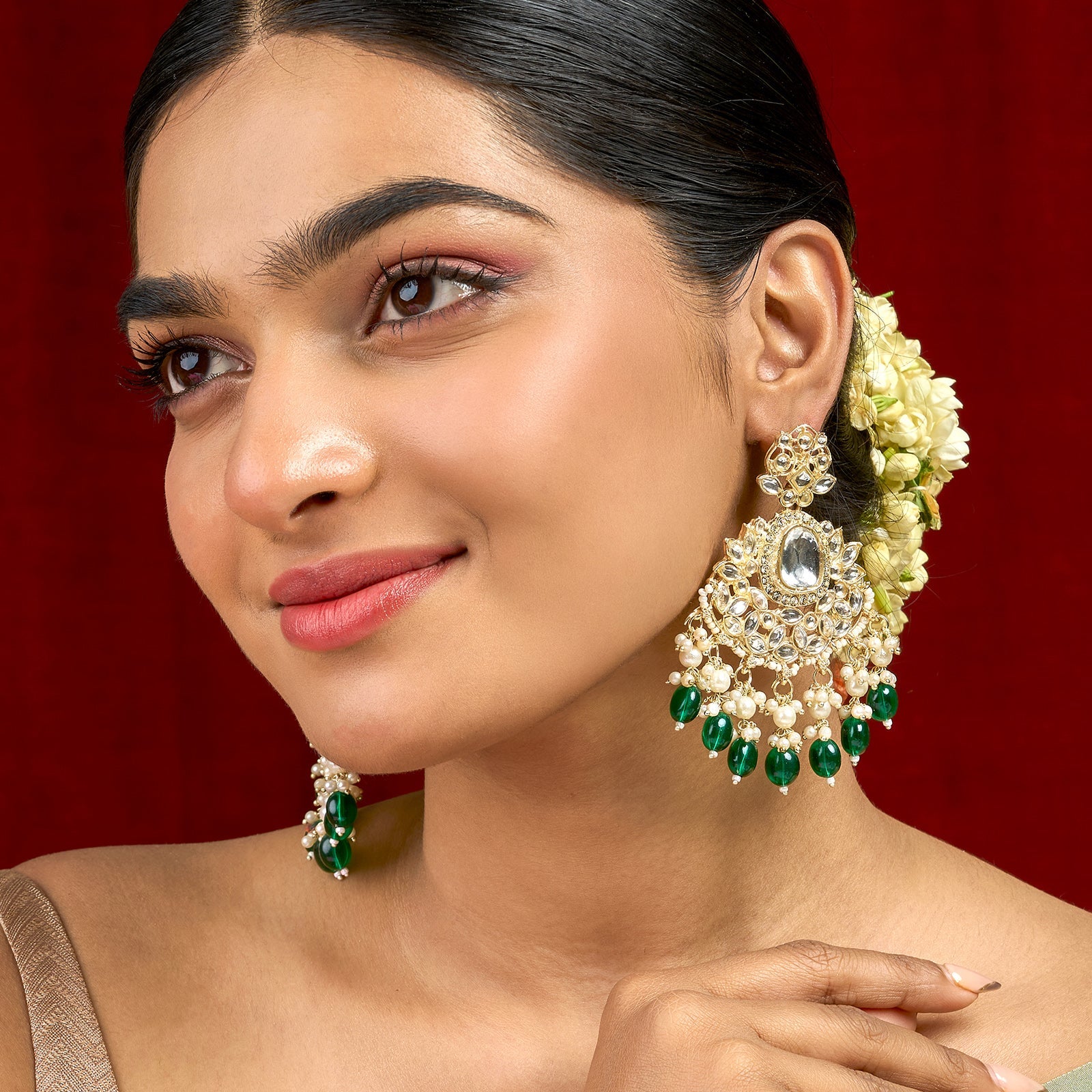Teejh Sarai Green Gold Earrings