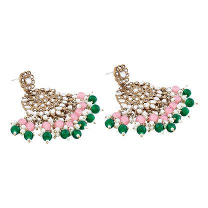 Teejh Nur Pink and Green Bead Gold Earrings