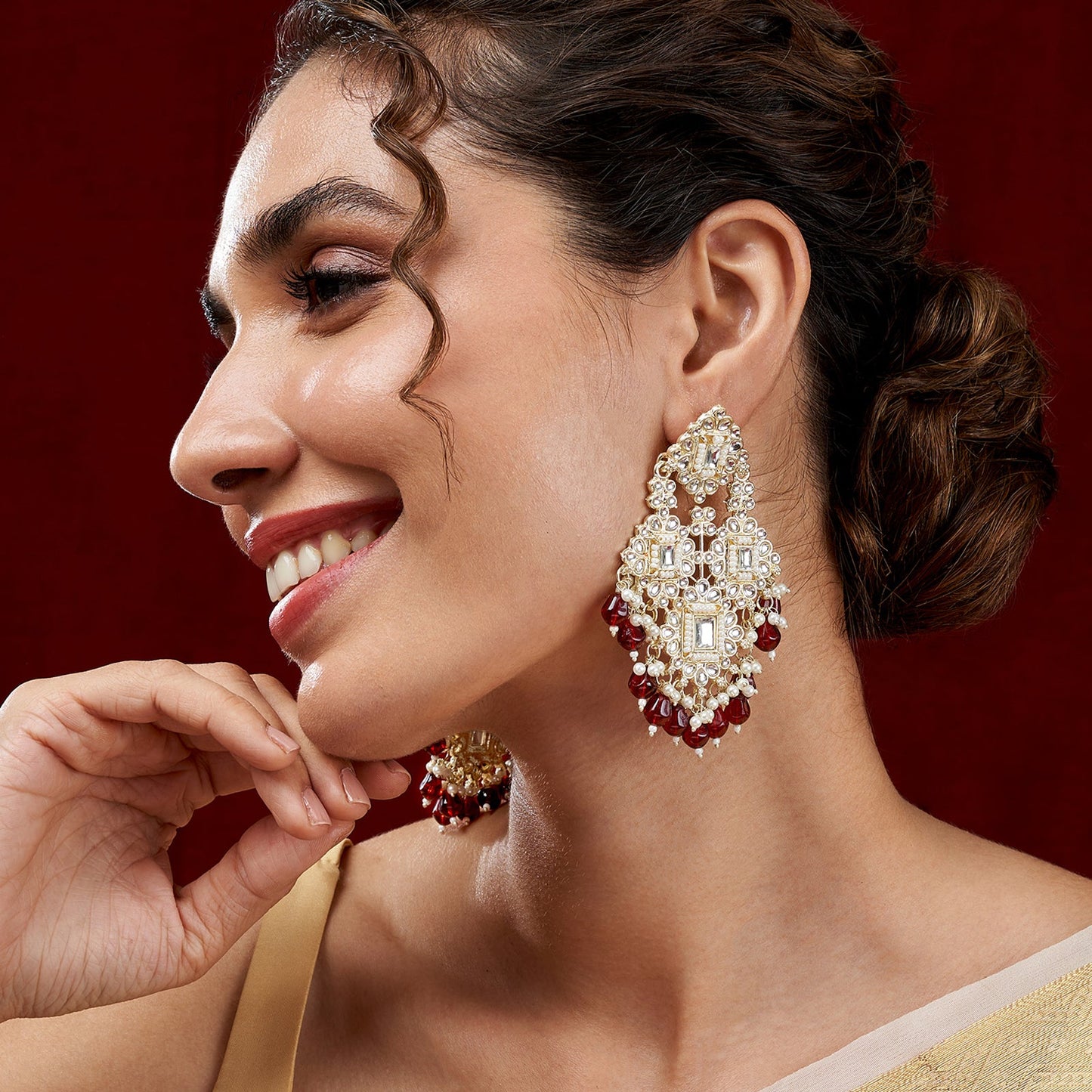 Teejh Thea Red Bead Gold Earrings