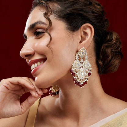 Teejh Thea Red Bead Gold Earrings