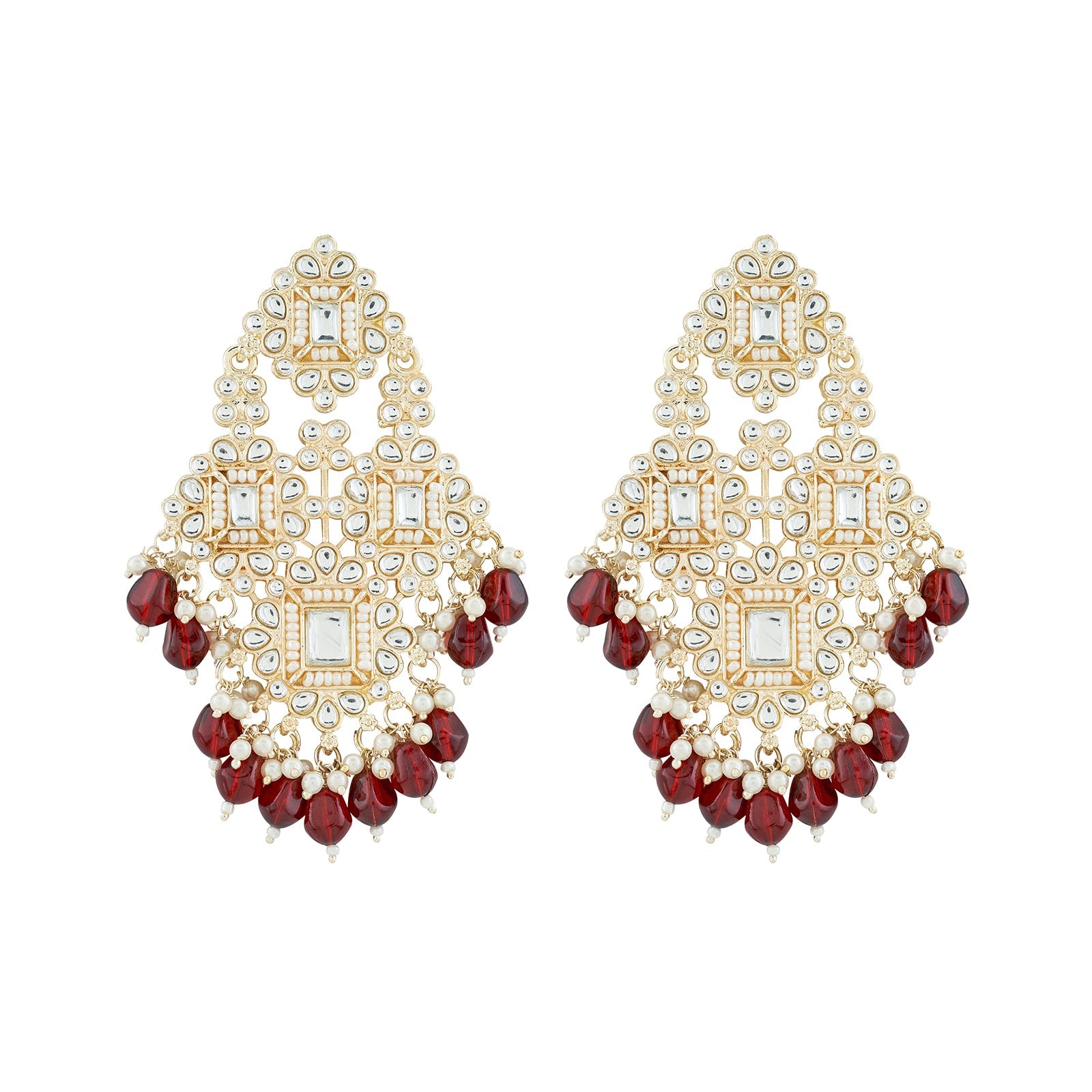 Teejh Thea Red Bead Gold Earrings