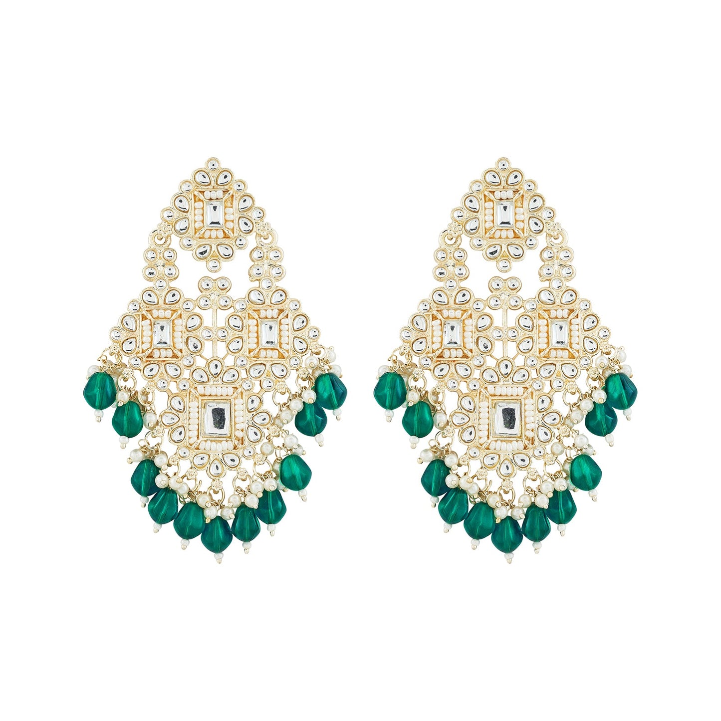 Teejh Thea Green Bead Gold Earrings