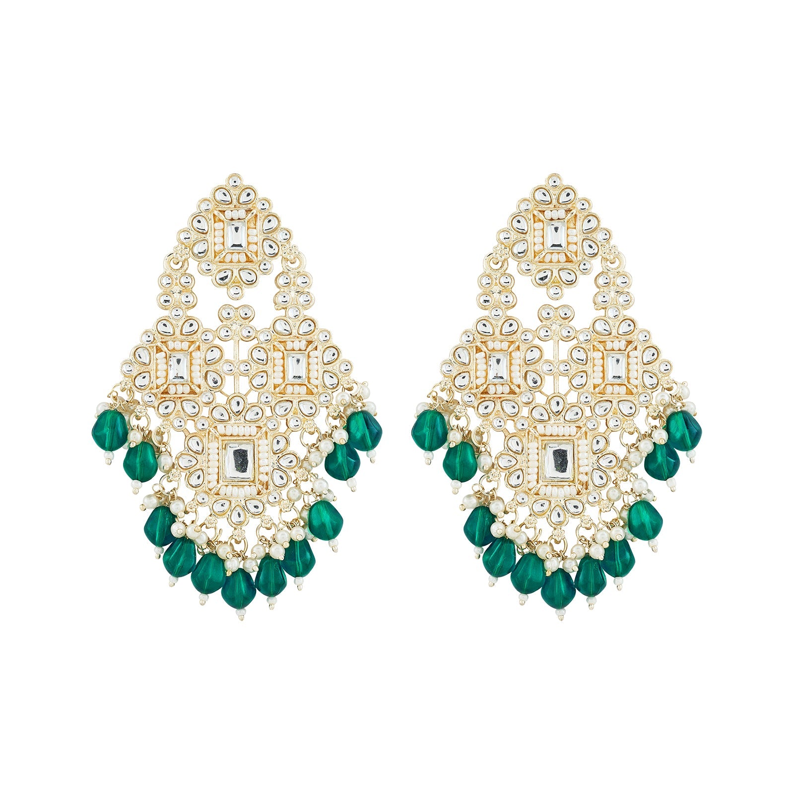 Teejh Thea Green Bead Gold Earrings