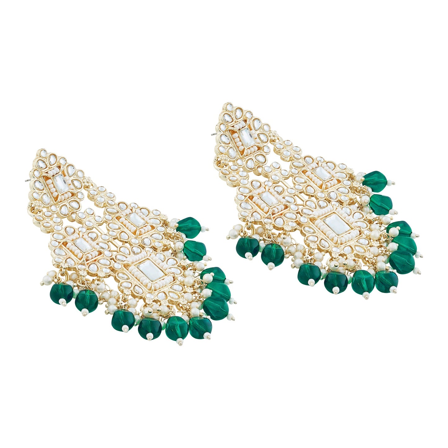 Teejh Thea Green Bead Gold Earrings