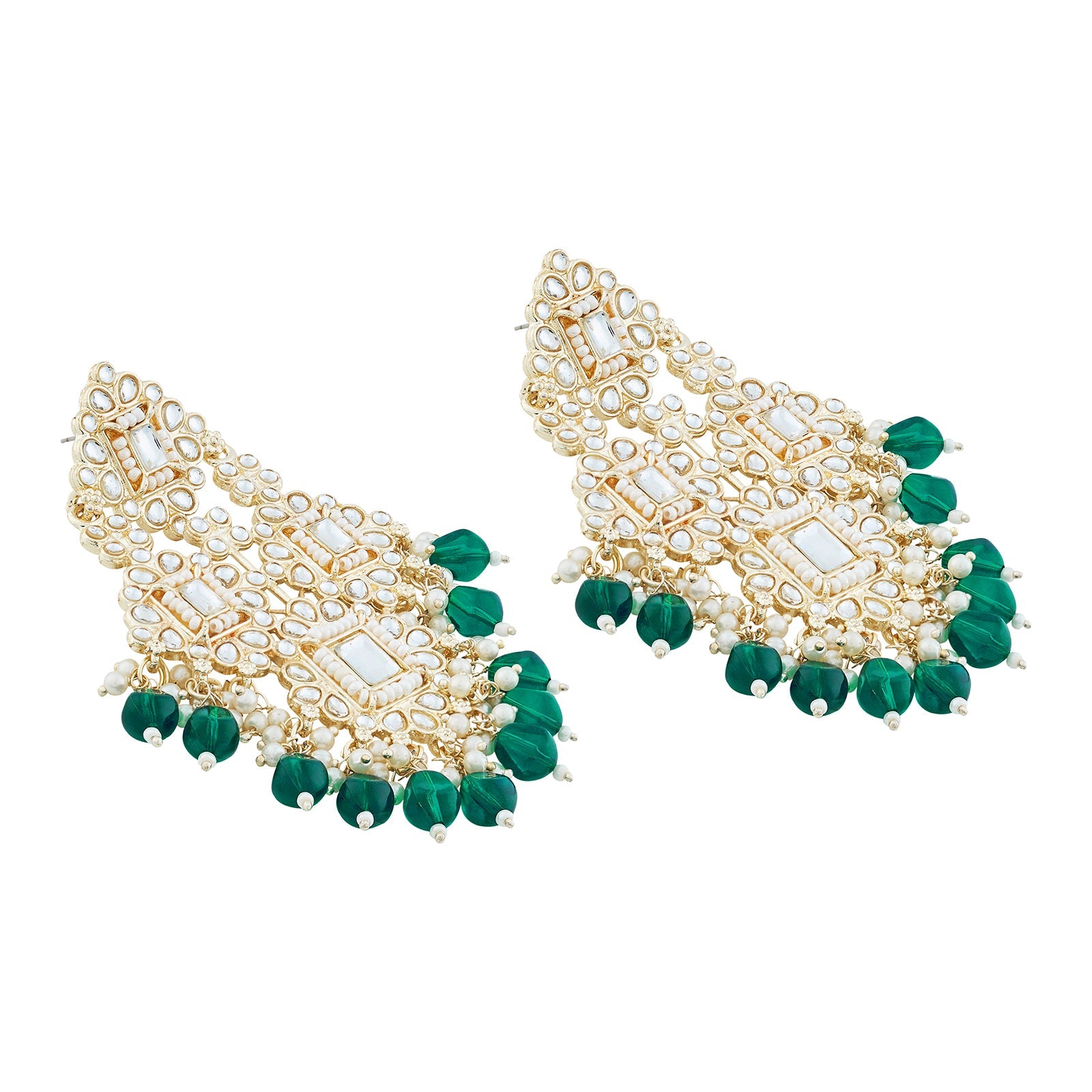 Teejh Thea Green Bead Gold Earrings