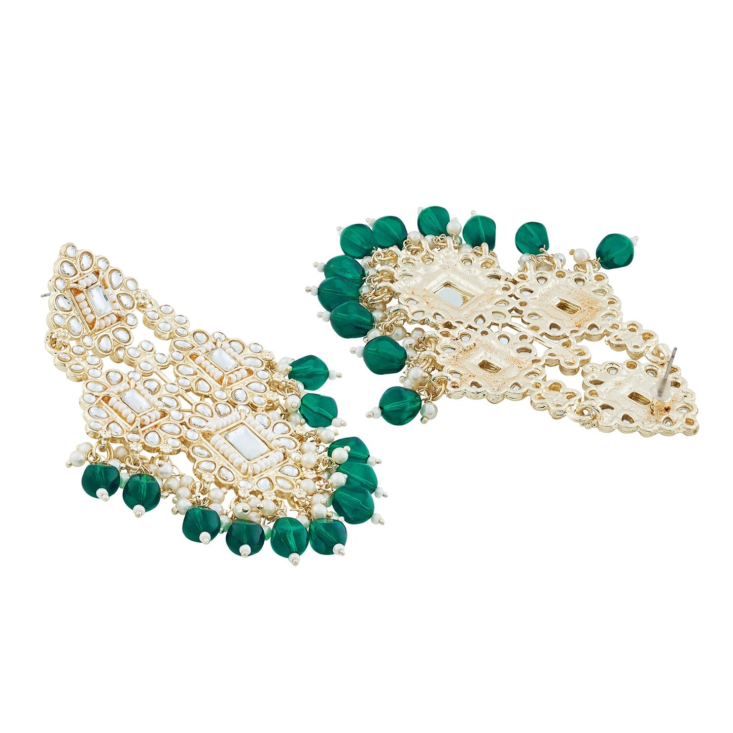 Teejh Thea Green Bead Gold Earrings