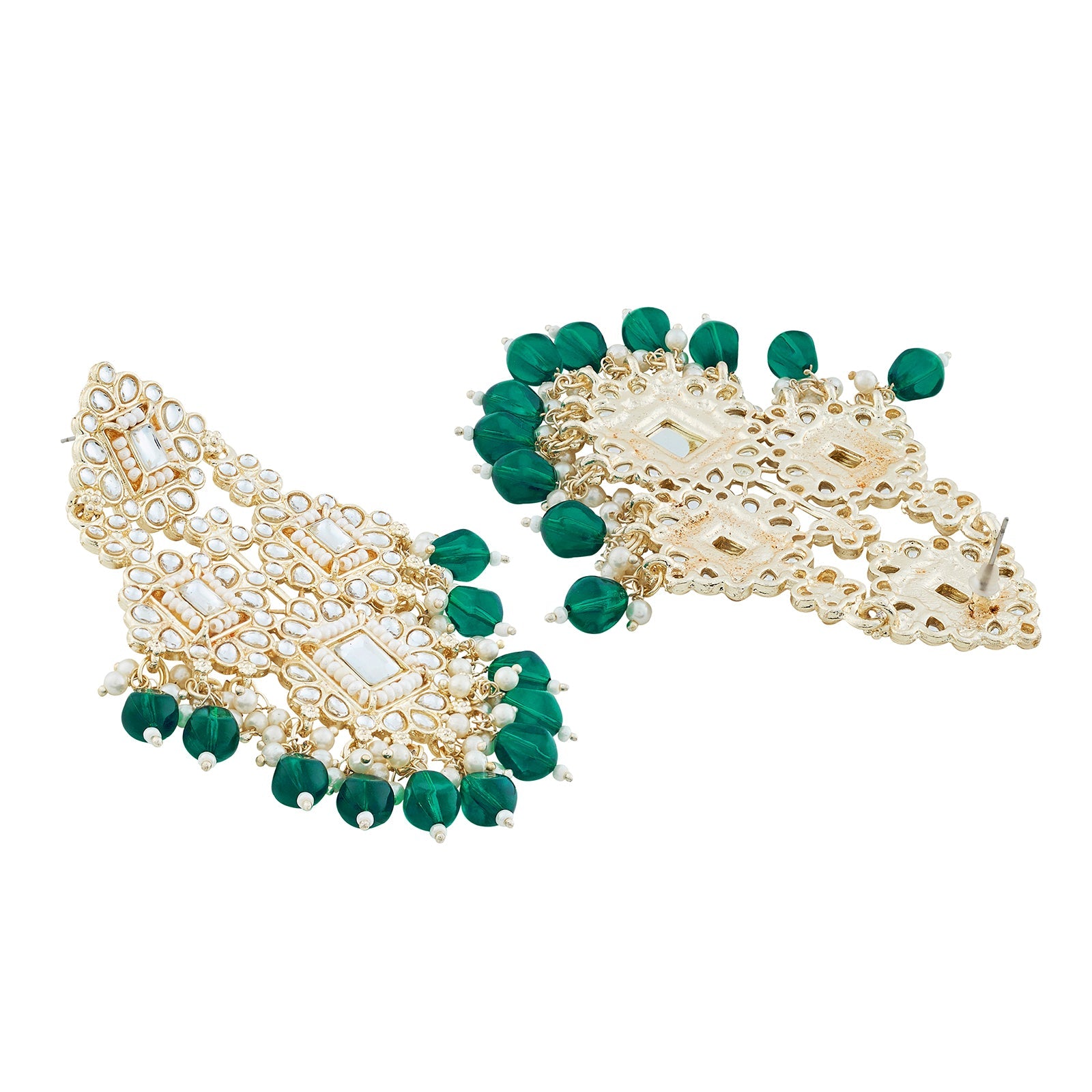 Teejh Thea Green Bead Gold Earrings