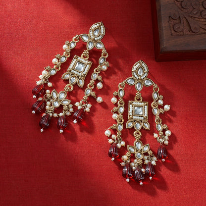 Teejh Zaha Red Bead Gold Earrings
