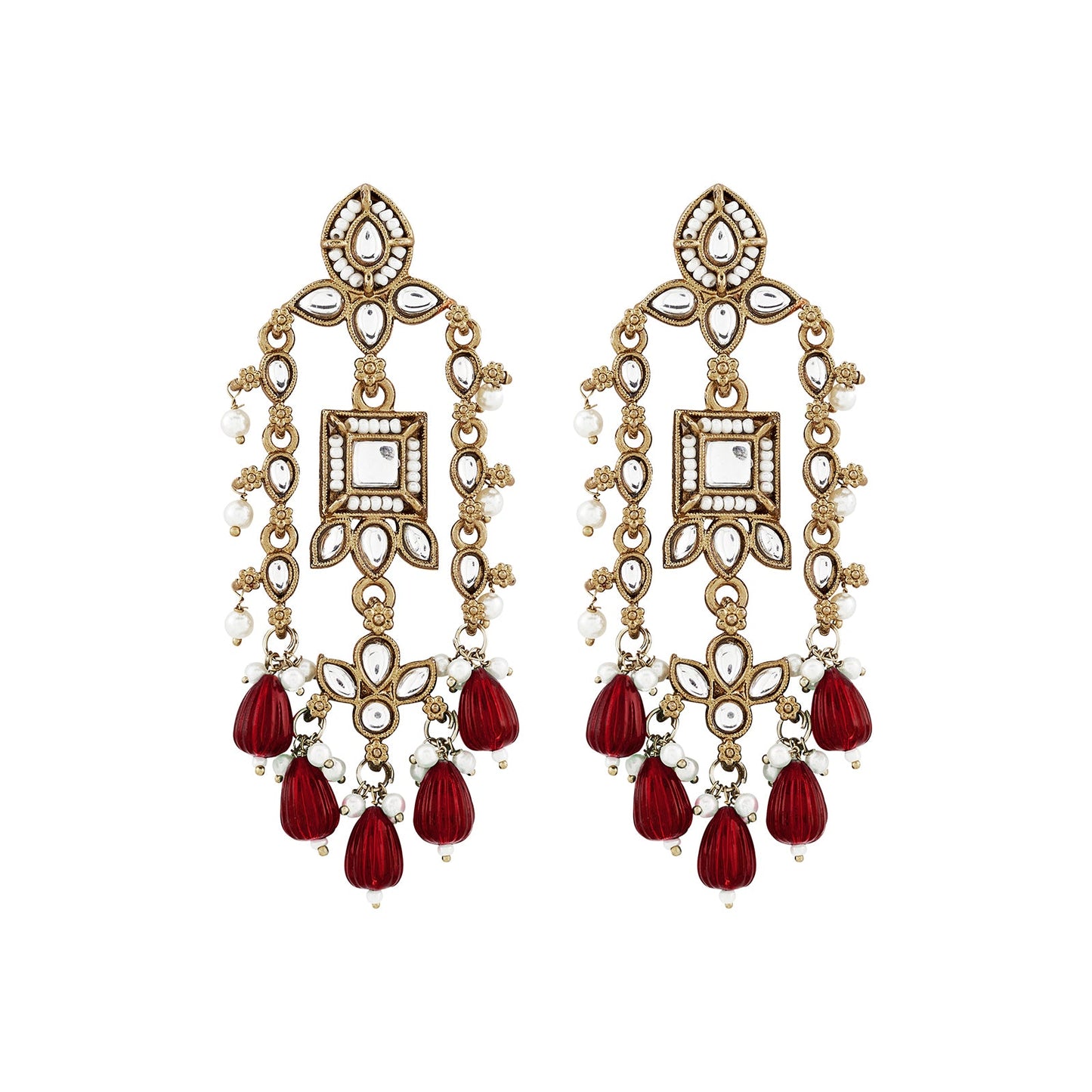 Teejh Zaha Red Bead Gold Earrings