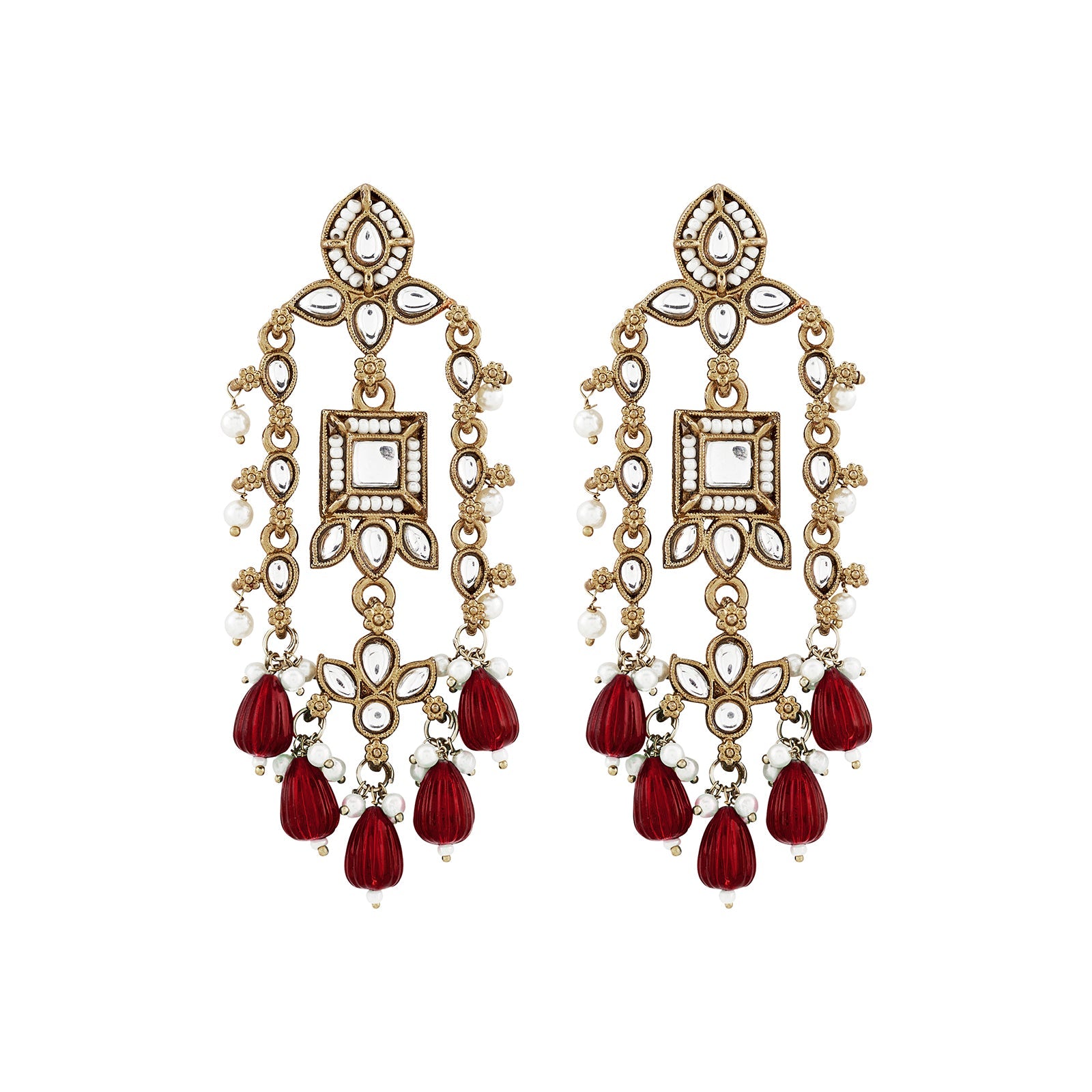 Teejh Zaha Red Bead Gold Earrings