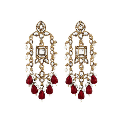 Teejh Zaha Red Bead Gold Earrings